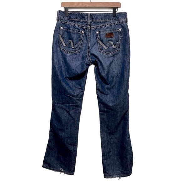 WRANGLER Premium Patch Boot Cut Jeans Size 9/10x34 Style 09MWZBF - Picture 1 of 11